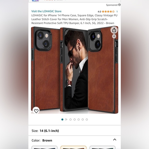 NIB Lohasic iphone 14 6.1” case brown - Picture 2 of 5